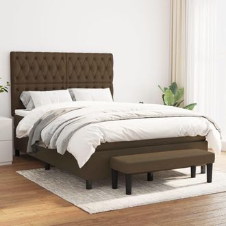 vidaXL Vidaxl - Cama Box Spring Con Colch&oacute;n Tela Marr&oacute;n Oscuro 140x190 Cm