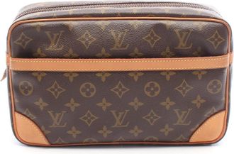 Louis Vuitton Brown Coated Canvas Monogram Pvc Leather Clutch Bag (Pre-Owned)