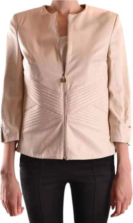 Elisabetta Franchi Lichtleren jas - Dames - Zomerjassen - Beige - XL - Leer - Jassen