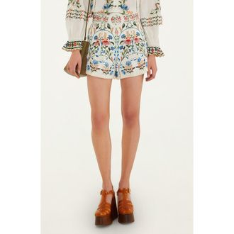 Farm Rio Fraga Print Belted Shorts in Off-White at Nordstrom, Size 25