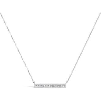 House of Brilliance Sterling Silver Diamond Accent Milgrain Bar Pendant Necklace at Nordstrom