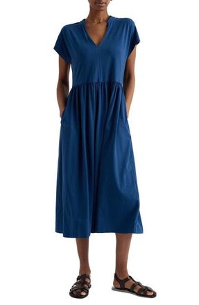 Seasalt Cornwall Zinnia Stretch Organic Cotton Midi Dress in Dark Voyage at Nordstrom, Size 16 Us