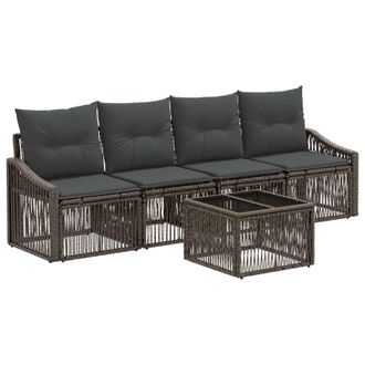 vidaXL Conjunto De Sof&aacute;s De Jard&iacute;n 5 Pcs Gris Rat&aacute;n Sint&eacute;tico Vidaxl