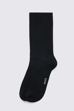 Moss Midnight Mercerised Ribbed Sock