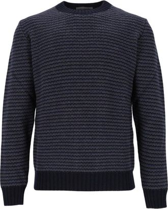 Corneliani Trui met ronde hals - Heren - Ronde hals truien - Blauw - M - Wol - Truien & Vesten