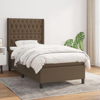 vidaXL Vidaxl - Cama Box Spring Con Colch&oacute;n Tela Marr&oacute;n Oscuro 100x200 Cm
