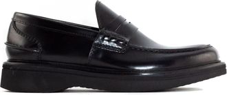 Green George Zwarte Leren Loafer Pennybar Schoenen - Heren - Loafers - Zwart - 43 EU - Schoenen