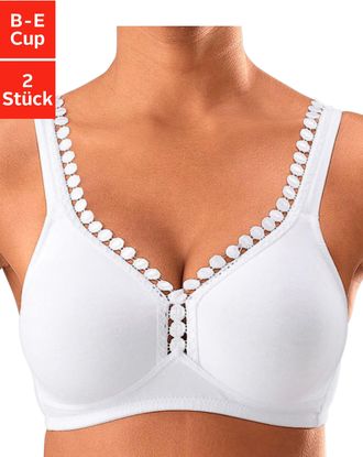 Petite Fleur Soft-BH PETITE FLEUR, Damen, Gr. 100, Cup D, schwarz (schwarz, wei&szlig;), Jersey, Obermaterial: 80% Baumwolle, 15% Viskose, 5% Elasthan, BHs Soft-BH, ohne