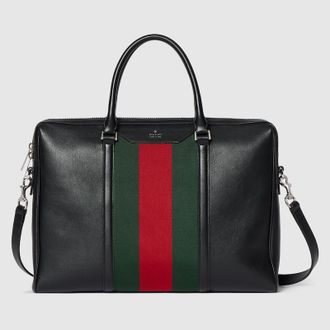 Gucci Mega Web Trademark Medium Briefcase, Black, Leather