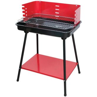 Trade Shop Trade Shop - Barbacoa De Carb&oacute;n Con Pantalla De Estante De Acero Ajustable H82x58x38cm