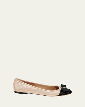 Ferragamo Varina Quilted Bow Ballerina Flats
