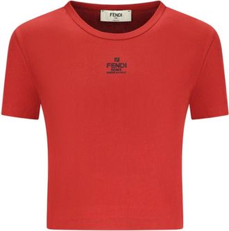 Fendi T-Shirts, female, Orange, M, Top Ribbed