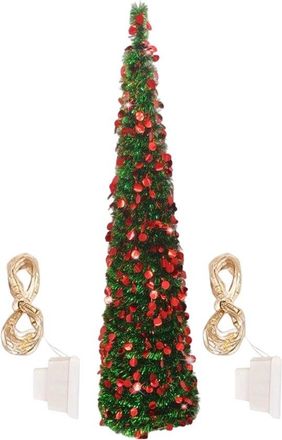 No Brand &Aacute;rbol De Navidad Brillante Con Luces Led - Planta Artificial Con Purpurina - 1,5 Metros - Uso Interior Y Exterior - Decoraci&oacute;n Festiva - Iluminaci&oacute;n A