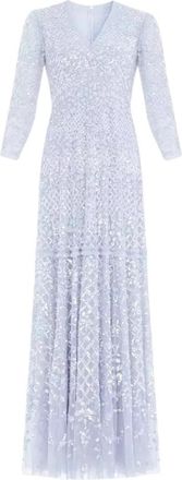 Needle & Thread Isabella Diamond Maxi Jurk - Dames - Avondkleed - Blauw - S - Polyester - Kleedjes