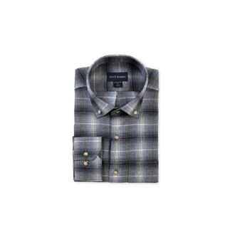 Scott Barber Mens Long Sleeve Ombre Plaid Shirt In Navy Heather