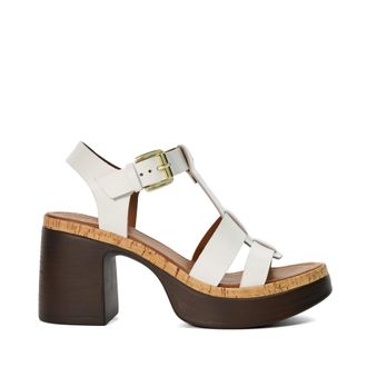 Dune London Womens Ladies Jungle - Stacked Platform Heels - White Leather - Size UK 8
