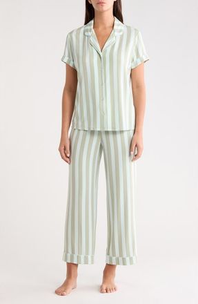 Nordstrom Moonlight Eco Crop Pajamas in Green Desert Porto Stripe at Nordstrom, Size X-Small