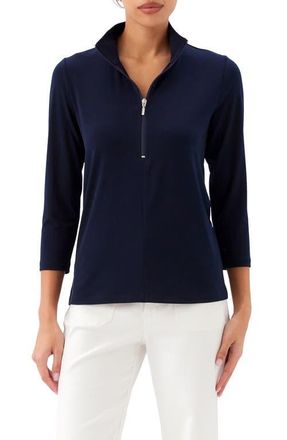 Karen Kane Quarter Zip Jersey Pullover in Navy at Nordstrom, Size X-Large