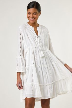 Roman Shimmer Tie Detail Smock Dress