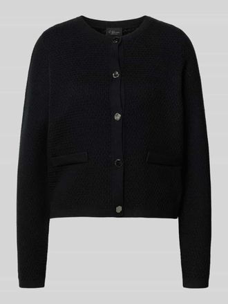 s.Oliver Black Label Regular Fit Strickjacke aus Baumwoll-Mix in Black, Größe 38