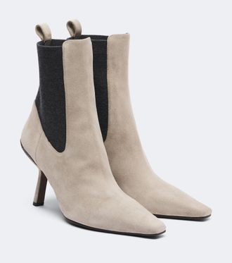 Brunello Cucinelli Botines chelsea de ante con cuentas Monili