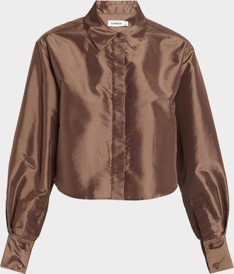 SIMKHAI Renata Cropped Satin Blouse