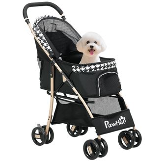 OEM Carrito Para Mascotas Con 2 Puertas Ventana De Malla Cesta De Almacenamiento Cuerda De Seguridad 80x44,5x97 Cm Negro