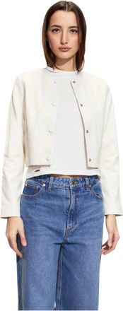 Cynthia Rowley The London Leather Cropped Jacket - Dames - Leren en Su&egrave;de Jassen - Wit - S - Jassen