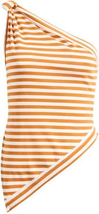 Free People Knot My Vibe One-Shoulder Asymmetric Top in Butter Pecan Combo at Nordstrom, Size X-Small