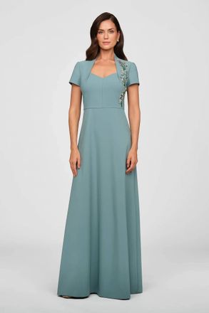 Kay Unger Fatima Gown In Cyan Blue