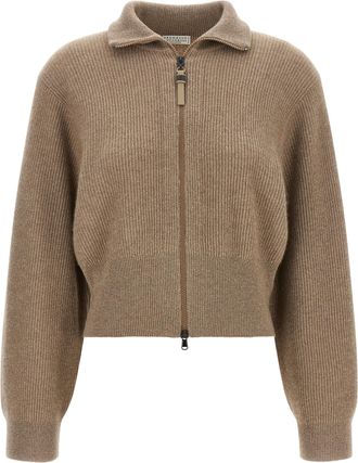 Brunello Cucinelli Brown Cashmere Womens Cardigan
