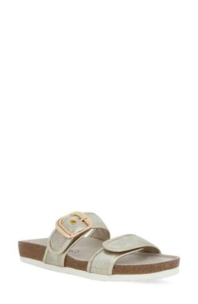 Naot Nashville Double Band Slide Sandal in Platinum Strip W/Gold at Nordstrom, Size 11Us