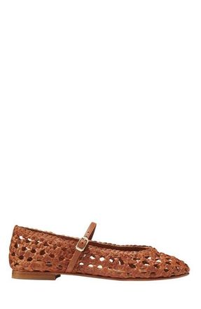 Margaux Eyewear The Woven Demi Jane Flat in Saddle Leather at Nordstrom, Size 36.5
