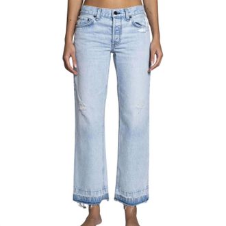 ASKK NY Womens Low Rise Straight Jeans In Bleach Destroy