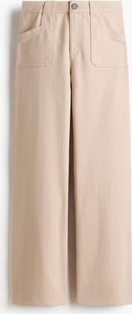 H&M Wide Twill Trousers in Beige at Nordstrom, Size 12