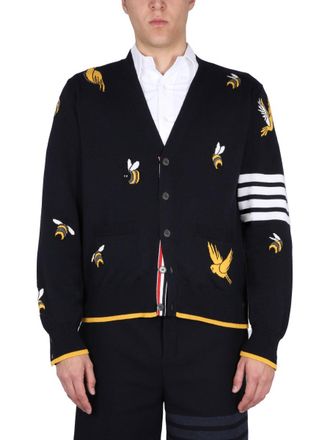 Thom Browne Cardigan With Birds And Bees Inlays