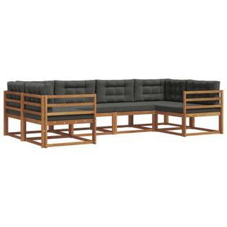 vidaXL Conjunto De Sof&aacute;s De Exterior 6 Pcs Natural Y Antracita Vidaxl