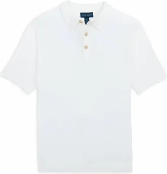 Scott Barber Mens Boucle Solid Polo Shirt In White