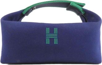 Herm&egrave;s Blue Canvas Pouch (Pre-Owned)