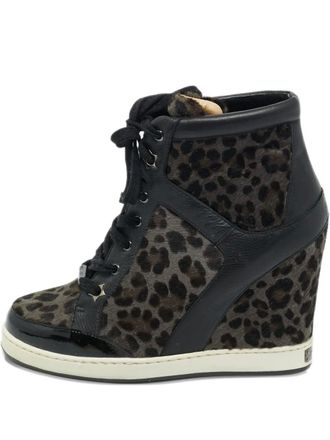 Jimmy Choo London calf-hair leopard sneakers - Black