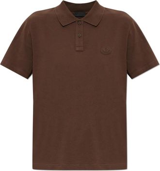 Moncler Polo shirt met applicatie - Dames - Polos - Bruin - L - Katoen - Tops