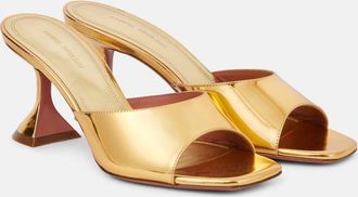 Amina Muaddi Mules Lupita 70 in pelle metallizzata