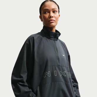 Nike Womens Nike Sportswear Oversized 1/4-Zip Jacket in Black | IF0530-010