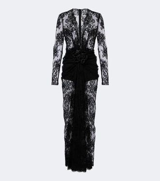 Dolce & Gabbana Gathered cotton-blend lace maxi dress