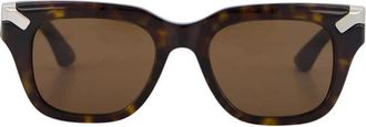 Alexander McQueen Rivet Square Zonnebril in Havana - Heren - Zonnebrillen - Bruin - ONE Size - Accessoires