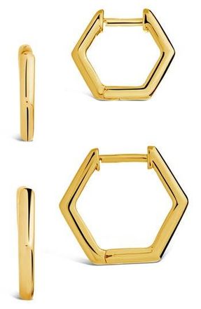 Sterling Forever Emmy Set of 2 Geometric Hoop Earrings in Gold at Nordstrom Rack