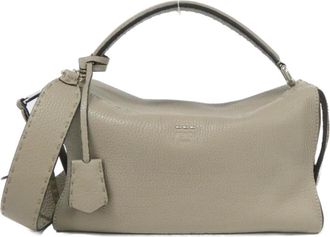 Fendi Silver Leather Boston Bag (Pre-Owned)