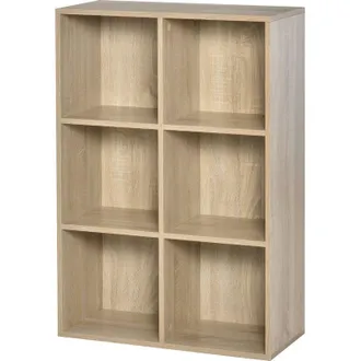 HOMCOM Homcom - Estanter&iacute;a para Libros Estantes de Madera de 3 Niveles con 6 Cubos de Almacenaje para Sala de Estar Dormitorio Oficina 65,5x30x97,5 cm