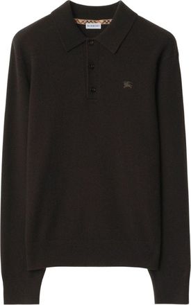 Burberry Mens Dark Brown Stretch Cashmere Blend Polo Shirt - Dark Grey - Size Medium