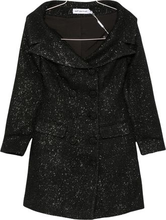 Self Portrait Black Off-the-Shoulder Boucle Mini Dress